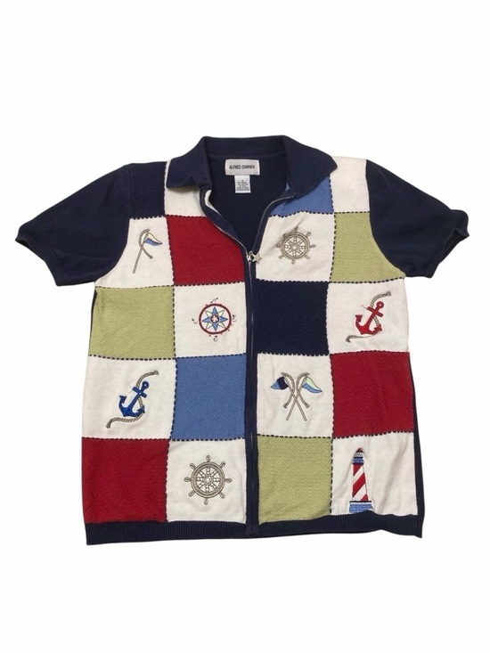 Alfred Dunner Sweaters - 3/$20 90s Alfred Dunner Knit Zip Up Nautical Top Cardigan Womens Small Anchor